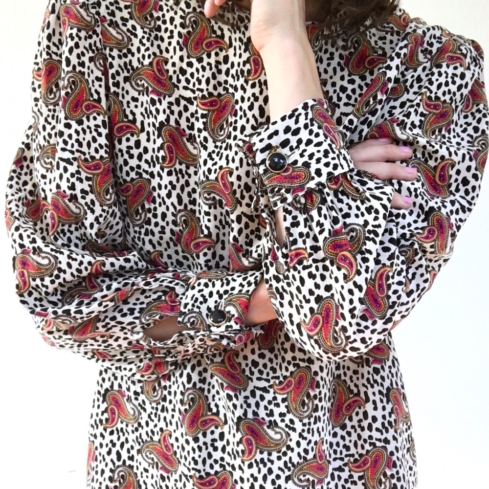 Vintage pattern silk blouse - Picture 3 of 8